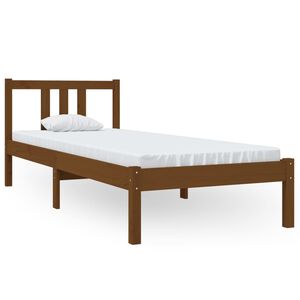 vidaXL Bedframe massief hout honingbruin 75x190 cm