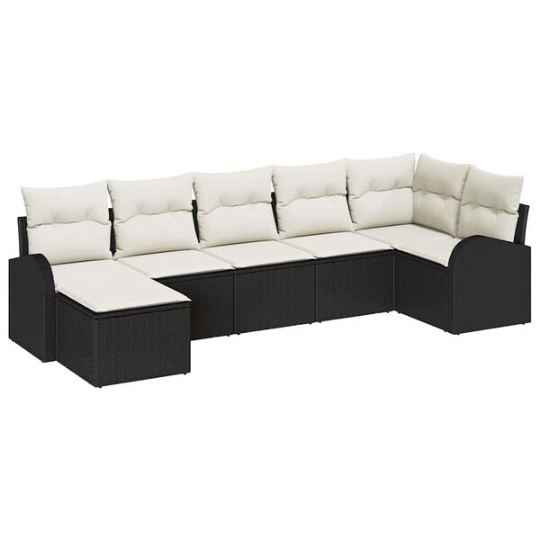 vidaXL Tuin Sofa Set met kussen 7 pcs Zwart Poly riet