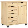 vidaXL Rolling Kast Bruin 63,5 x 39 x 65,5 cm Massief Vurenhout