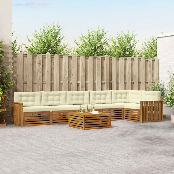 vidaXL Buiten bankenset met kussen 7 pcs Natuurlijk en Cr&egrave;me