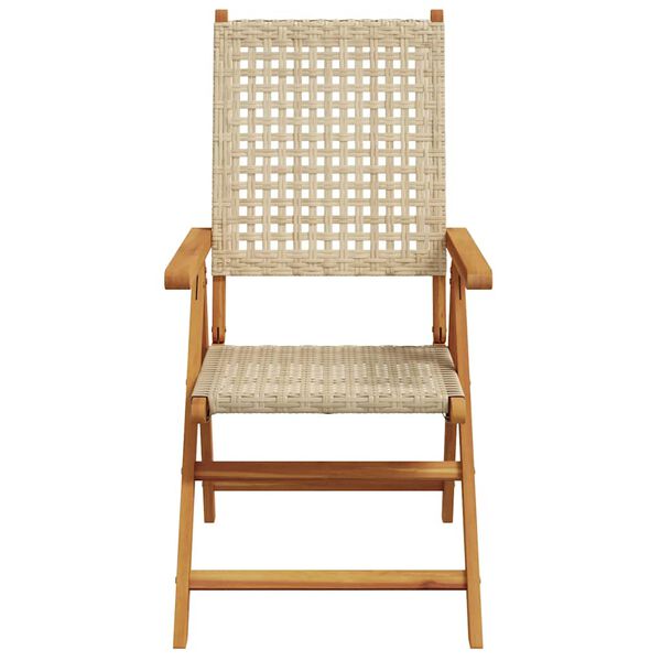 vidaXL 7-delige Tuinset poly rattan en massief hout beige