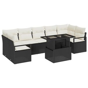 vidaXL Tuin Sofa Set met kussen 8 pcs Zwart en cr&egrave;me poly rattan