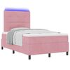 vidaXL LED Box Spring Bed met matras Roze 120 x 200 cm Stof