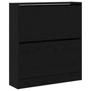 vidaXL Schoenenkast 80 x 21 x 87,5 cm Bewerkt hout Zwart Eiken