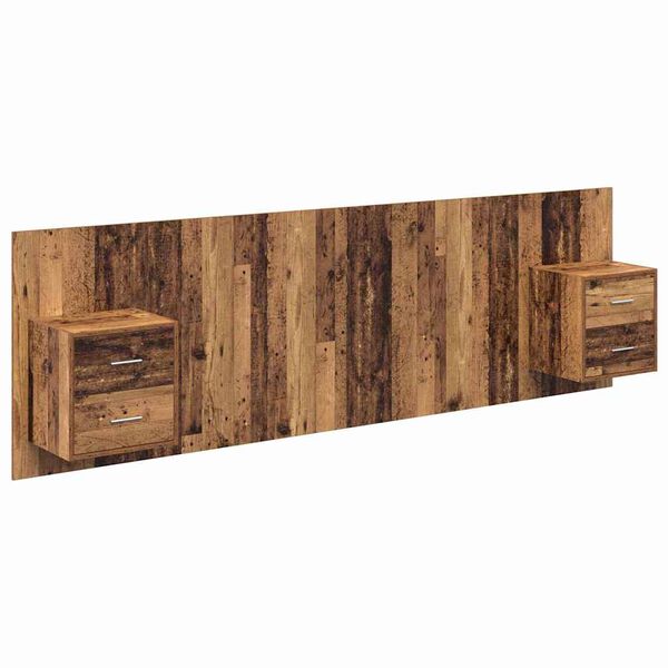 vidaXL Hoofdbord Met Kast met lade 3 pcs Oud Hout Bewerkt hout