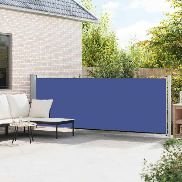 vidaXL Tuinscherm uittrekbaar 140x600 cm blauw