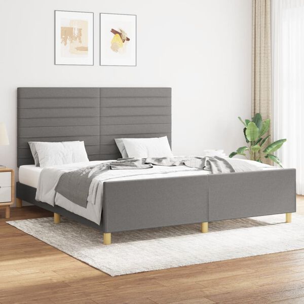 vidaXL Bedframe zonder matras stof donkergrijs 160x200 cm
