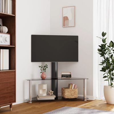 vidaXL Tv-standaard hoek 2-laags voor 32-70 inch zwart en zilverkleur