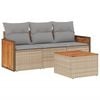 vidaXL 4-delige Loungeset met kussens poly rattan beige