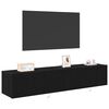 vidaXL TV Wandkast 2 pcs Zwart Eiken 80 x 35 x 31 cm Bewerkt hout