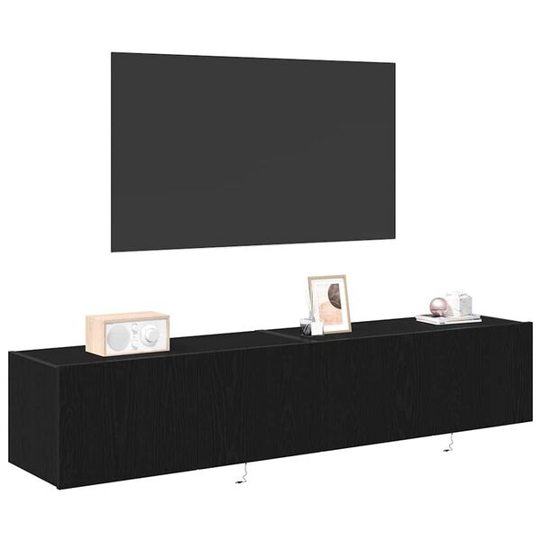vidaXL TV Wandkast 2 pcs Zwart Eiken 80 x 35 x 31 cm Bewerkt hout