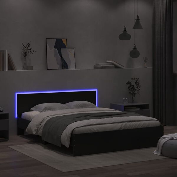 vidaXL Bedframe met LED zonder matras 150x200 cm zwart