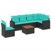 vidaXL 7-delige Loungeset met kussens poly rattan zwart