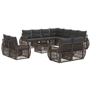 vidaXL Tuinbankenset 12 st Grijs en Donkergrijs poly rattan