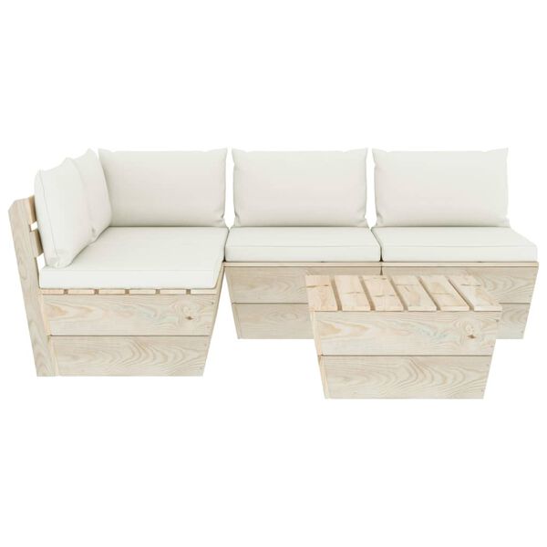 vidaXL 5-delige Loungeset met kussens pallet vurenhout