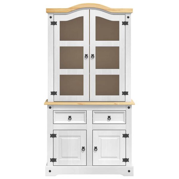 vidaXL Dressoir met lade Wit 100 x 48,5 x 179 cm Massief grenenhout