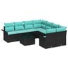 vidaXL Tuin Sofa Set 9 st 8-Aantal zitplaatsen Zwart poly rattan
