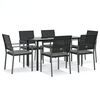 vidaXL 7-delige Tuinset met kussens poly rattan en staal