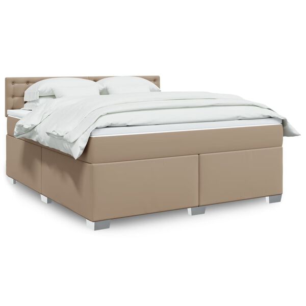 vidaXL Boxspring met matras kunstleer cappuccinokleurig 180x200 cm
