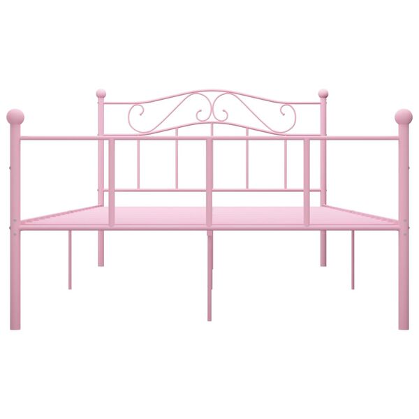 vidaXL Bedframe metaal roze 120x200 cm