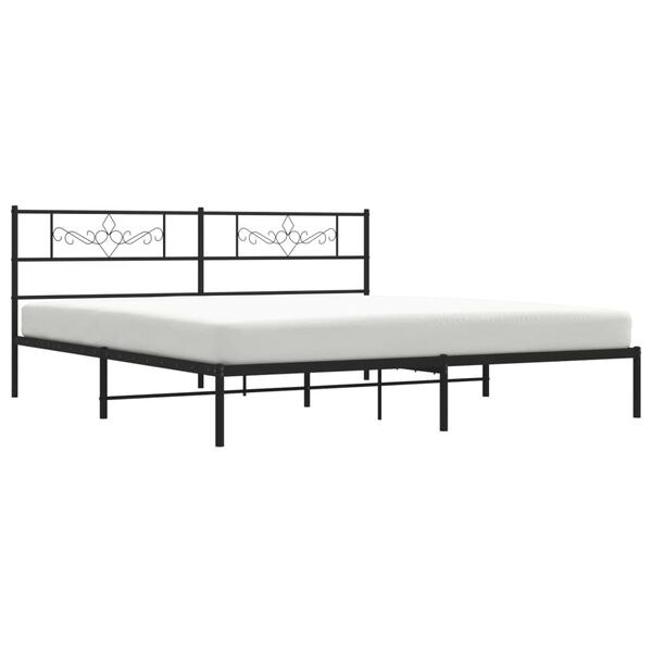 vidaXL Bedframe met hoofdbord metaal zwart 180x200 cm