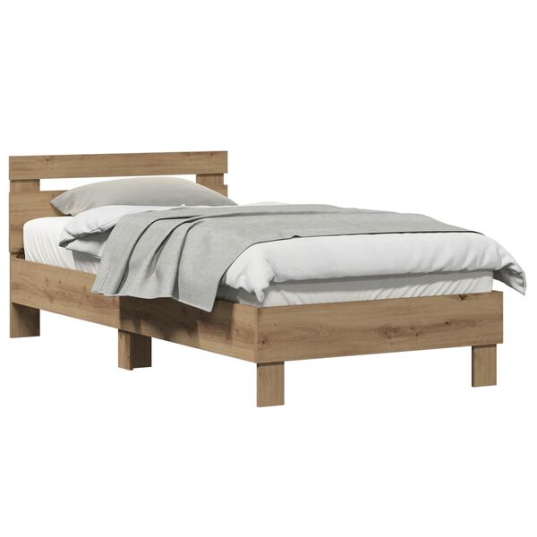 vidaXL Bedframe Artisan Eiken 193 x 95 x 88 cm Bewerkt hout