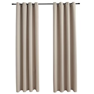 vidaXL Gordijn verduisterend met metalen ringen 2 st 140x175 cm beige
