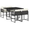 vidaXL 5-delige Tuinset met kussens poly rattan zwart