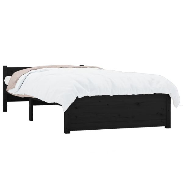 vidaXL Bedframe massief hout zwart 90x190 cm