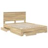 vidaXL Bedframe met hoofdeinde Sonoma Eiken 150 x 200 cm Bewerkt hout