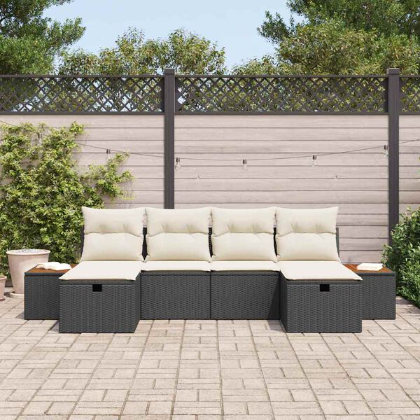 vidaXL Tuin Sofa Set met kussen 6 pcs Zwart 55 x 62 x 69 cm Poly riet