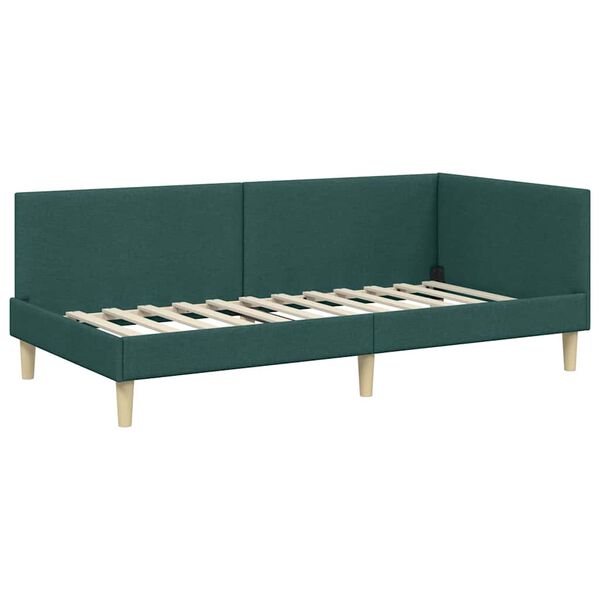 vidaXL Hoekbedframe met hoofdeinde Donkergroen 100 cm x 200 cm Fluweel
