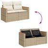vidaXL 6-delige Loungeset met kussens poly rattan beige