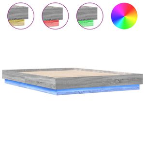 vidaXL Bedframe met LED-verlichting grijs sonoma eikenkleur 140x200 cm