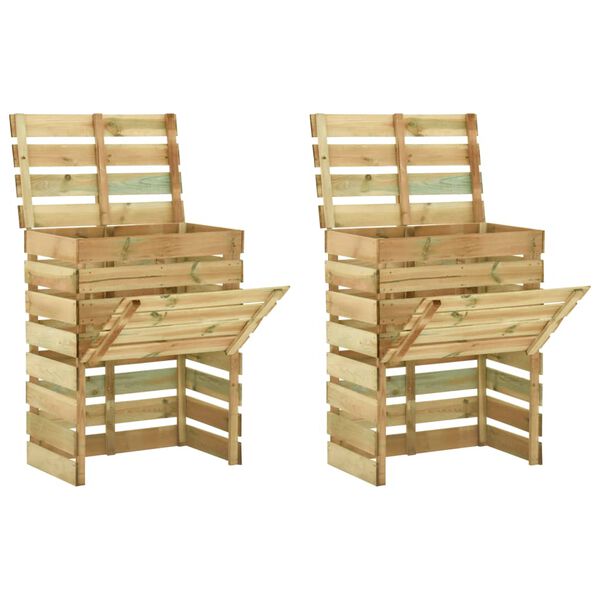 vidaXL Tuincompostbakken 2 st 80x50x100 cm ge&iuml;mpregneerd grenenhout