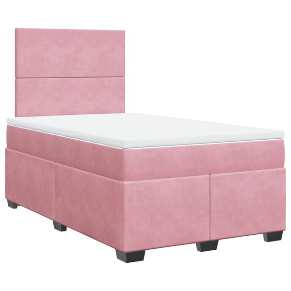vidaXL Boxspring met matras fluweel roze 120x200 cm