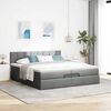 vidaXL Ottoman bed met matrassen en LED's 200x200cm stof donkergrijs