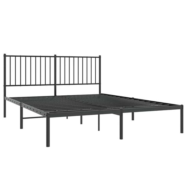 vidaXL Bedframe met hoofdbord metaal zwart 160x200 cm