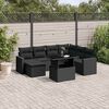 vidaXL 8-delige Loungeset met kussens poly rattan zwart