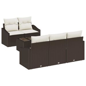 vidaXL Bankstel met kussen met kussen 6 pcs Bruin en Cr&egrave;me poly rattan