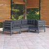 vidaXL 4-delige Loungeset met kussens grenenhout grijs