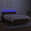 vidaXL Boxspring met matras en LED stof donkerbruin 140x190 cm