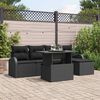 vidaXL Tuin Sofa Set met kussen met opslag 6 pcs Zwart Poly riet