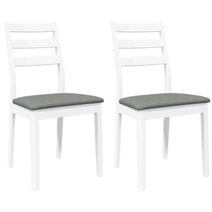 vidaXL Eetkamerstoelen met kussens 2 st massief hout rubber wit