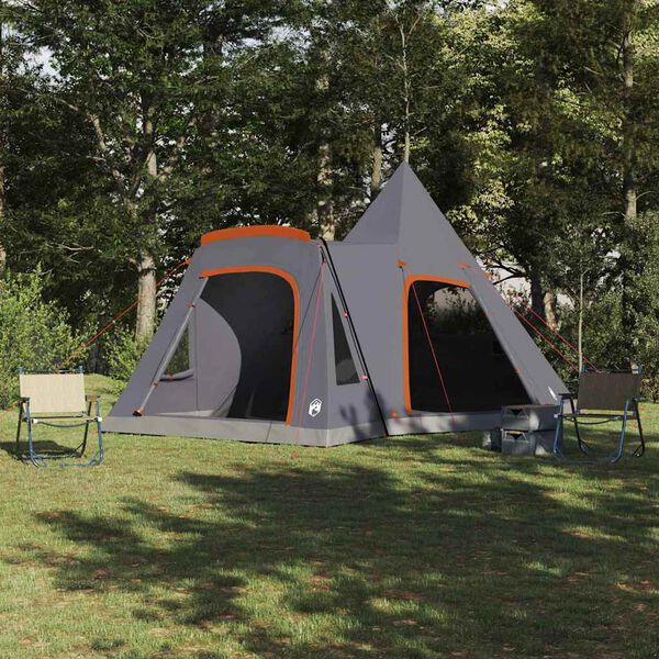 vidaXL Teepee Tent met dak Grijs en Oranje 545 x 450 x 295 cm