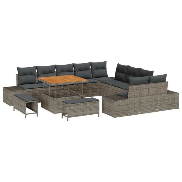 vidaXL Tuin Sofa Set met kussen 13 pcs Licht Grijs en Donker Grijs