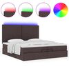 vidaXL Ottoman bed met matrassen en LED's 200x200cm stof donkerbruin