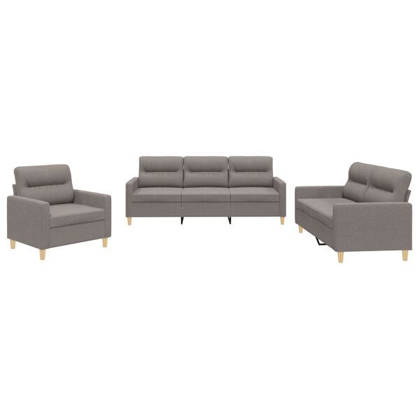 vidaXL 3-delige Loungeset met kussens stof taupe