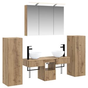 vidaXL Badkamermeubelset 6 pcs Artisanaal eiken Bewerkt hout en glas