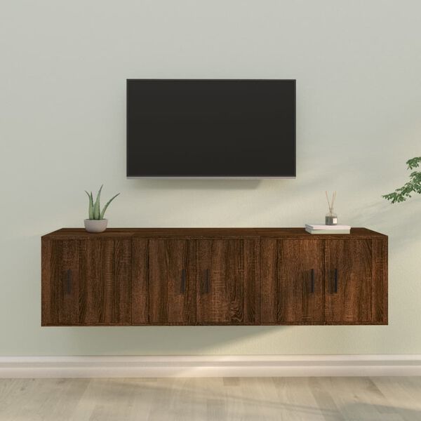 vidaXL 3-delige Tv-meubelset bewerkt hout bruin eikenkleur
